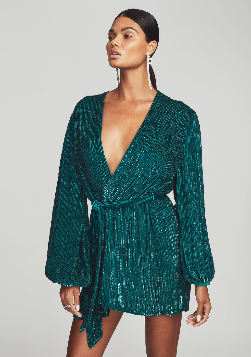 Gabrielle Sequin Robe by retrofête in Green, product image 2