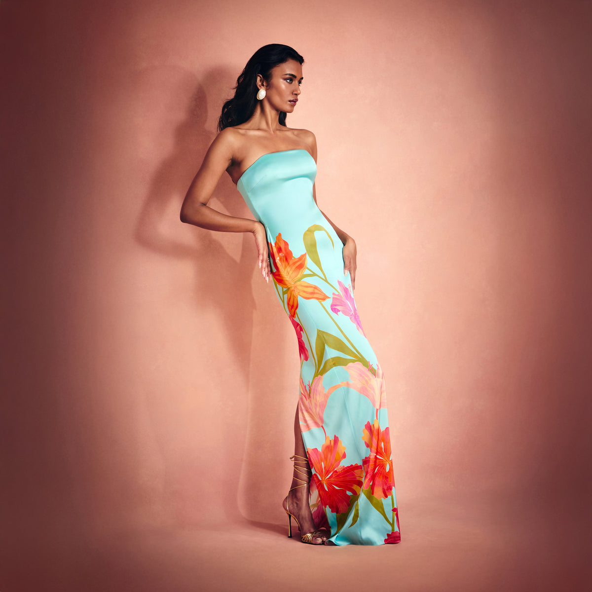 Vivi Silk Dress by retrofête in Aqua Primavera, product image 2
