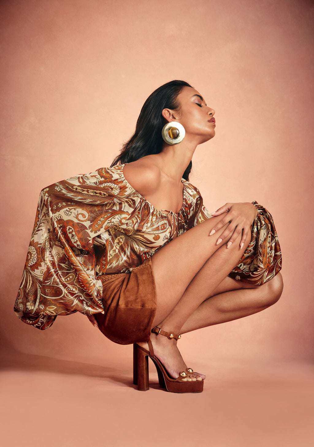 Arabella Silk Blouse by retrofête in Terracotta Bandana, product image 2