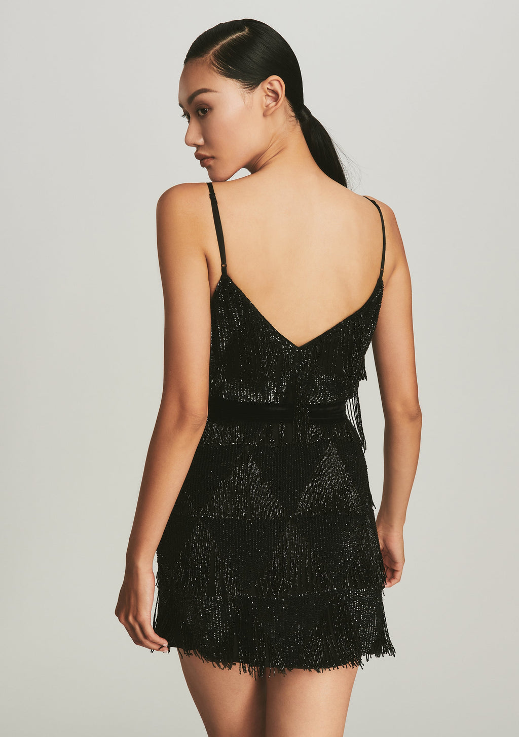 Claire Sequin Fringe Dress by retrofête in Black Fringe, product image 3
