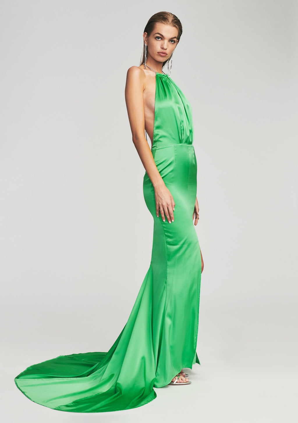 Margot Silk Dress by retrofête in Green, product image 3
