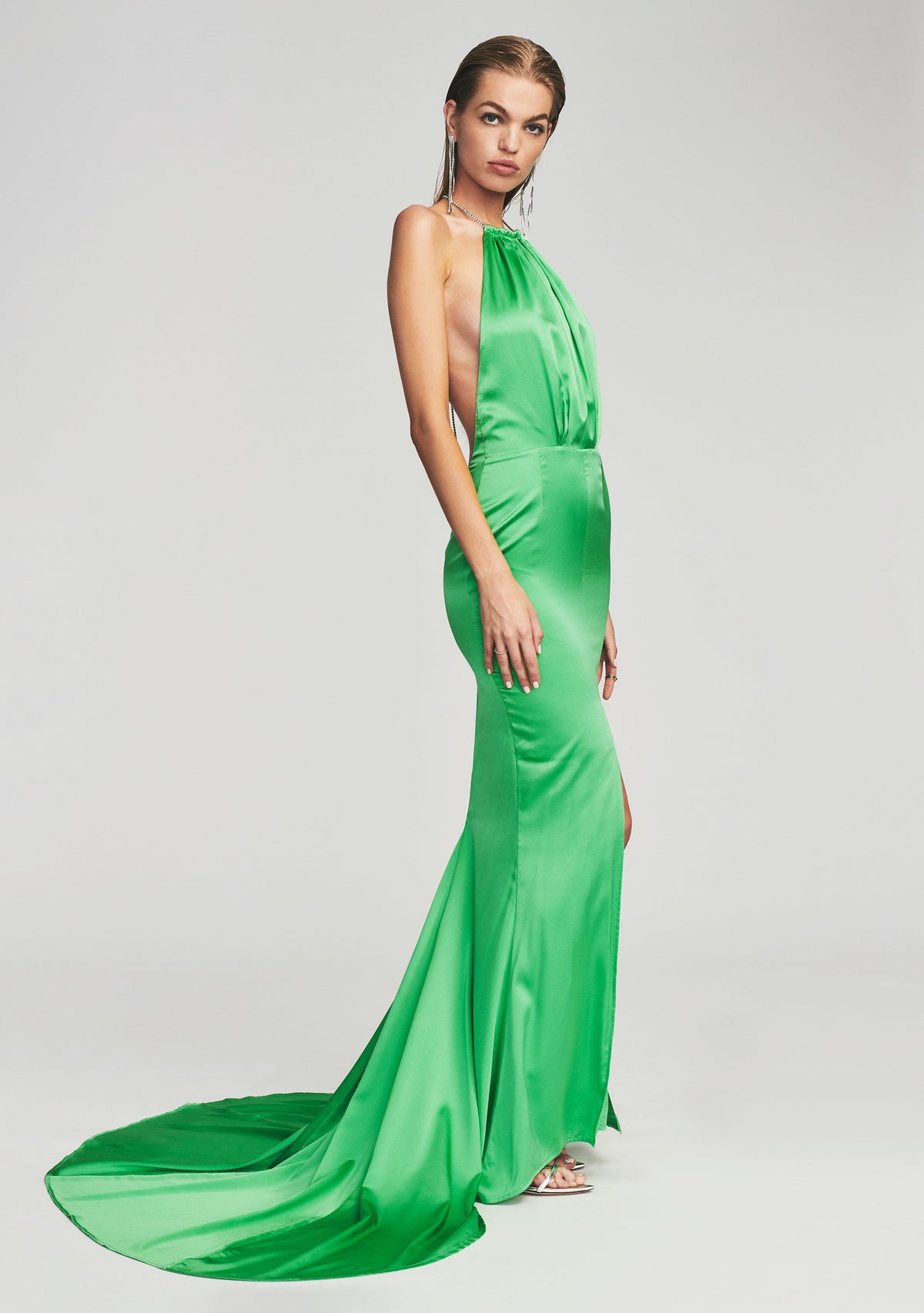 Margot Silk Dress by retrofête in Green, product image 3