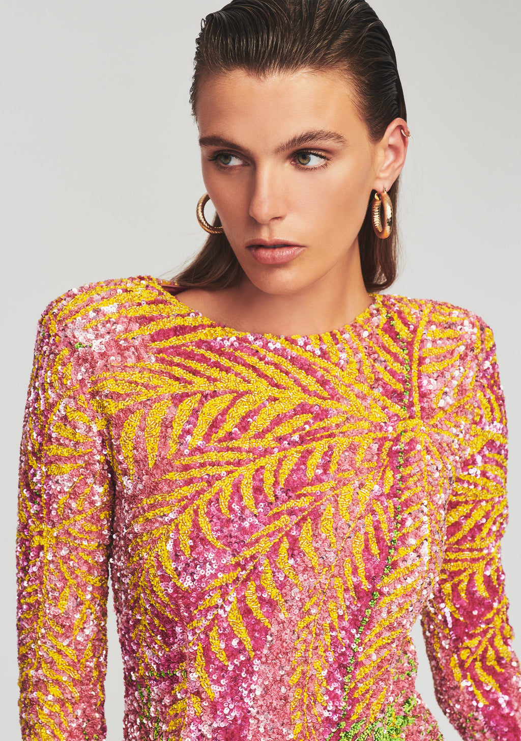 Nikki Sequin Palm Dress by retrofête in Tropical Palm, product image 2