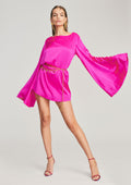 Ophelia Silk Dress by retrofête in Neon Pink, product image 1