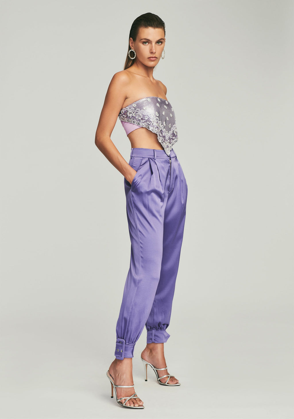 Rocky Silk Pant by retrofête in Violet, product image 3