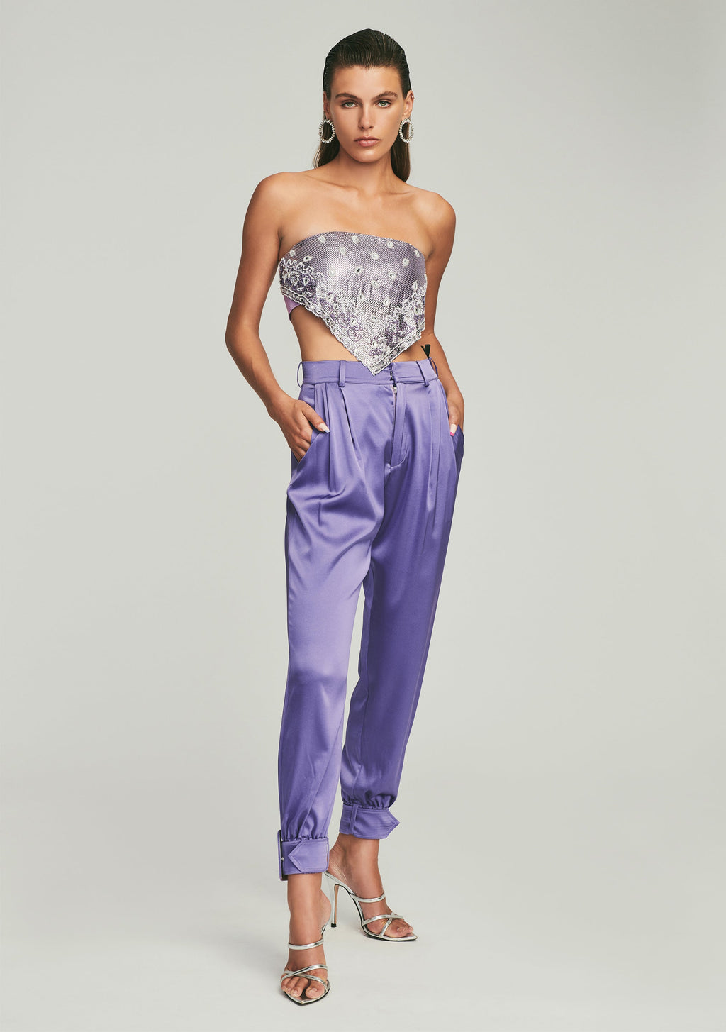 Rocky Silk Pant by retrofête in Violet, product image 2