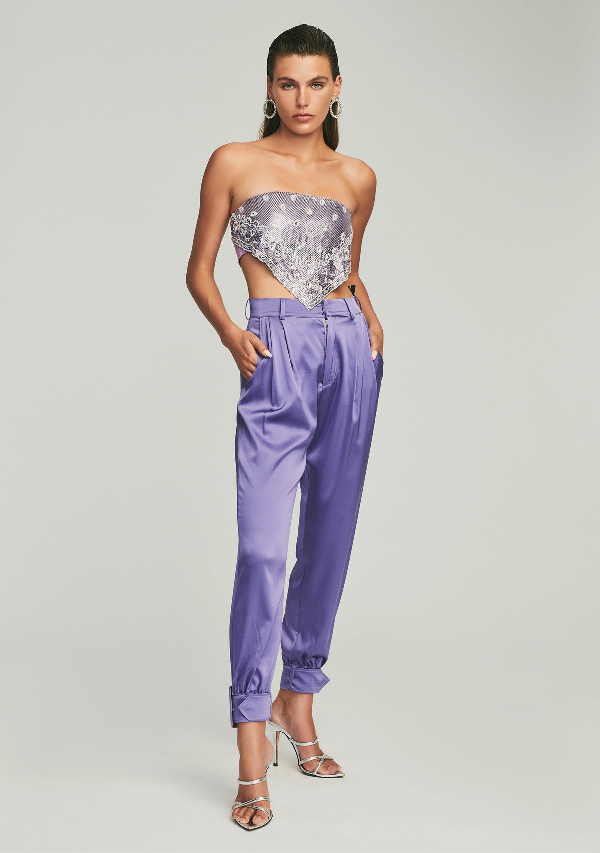 Rocky Silk Pant by retrofête in Violet, product image 2