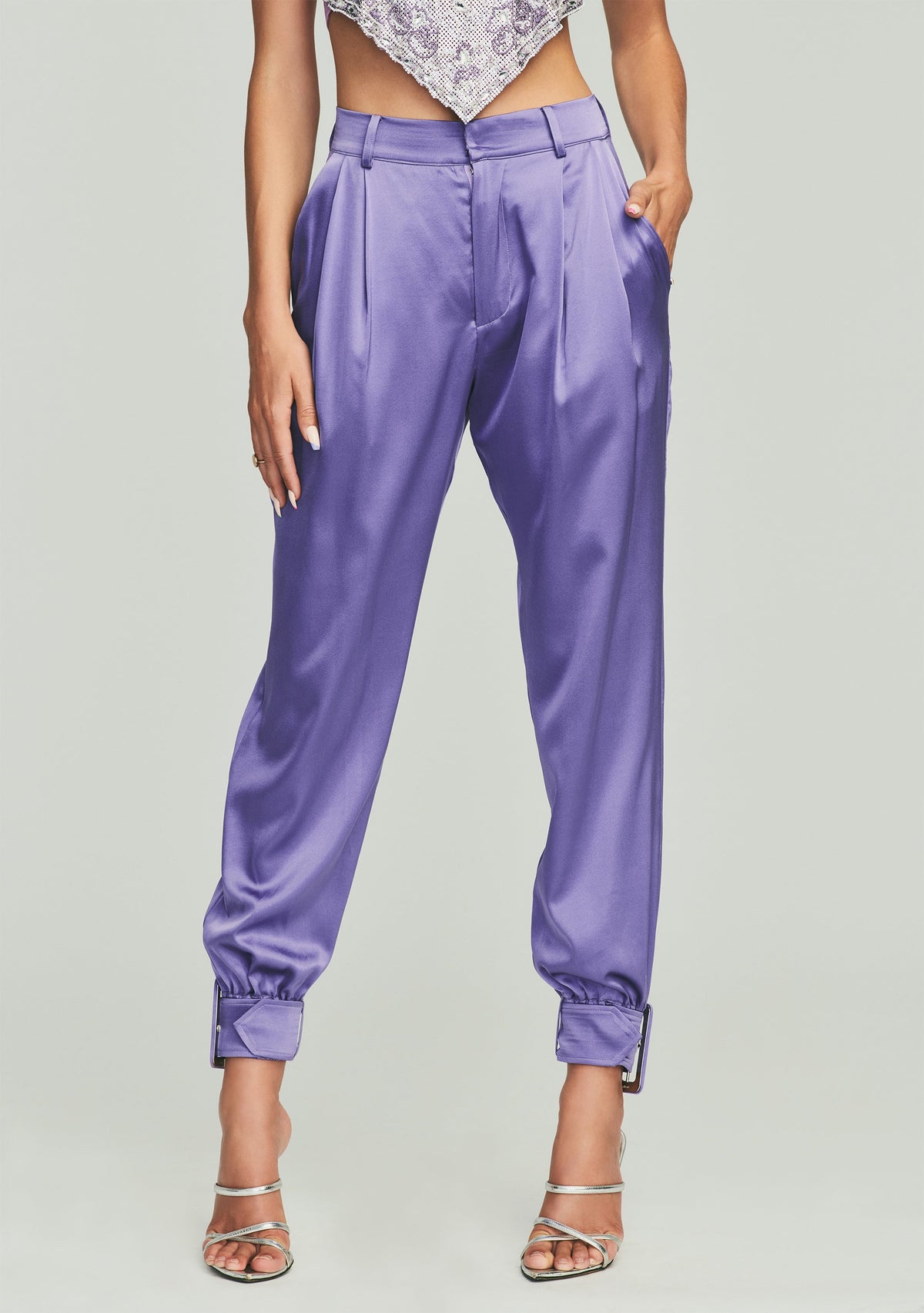 Rocky Silk Pant by retrofête in Violet, product image 1