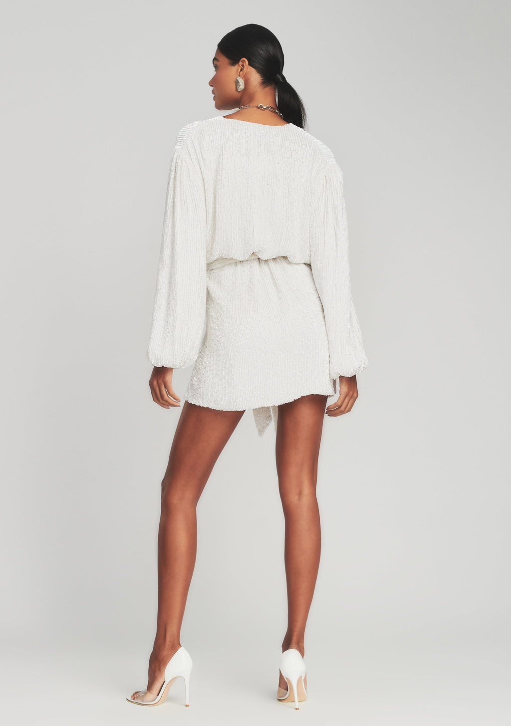 Gabrielle Sequin Robe by retrofête in Clear White, product image 4