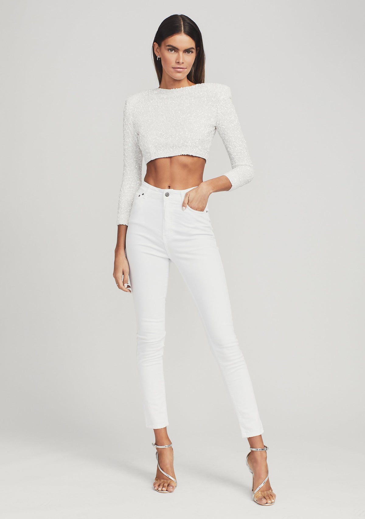 Xi Sequin Top by retrofête in White, product image 5