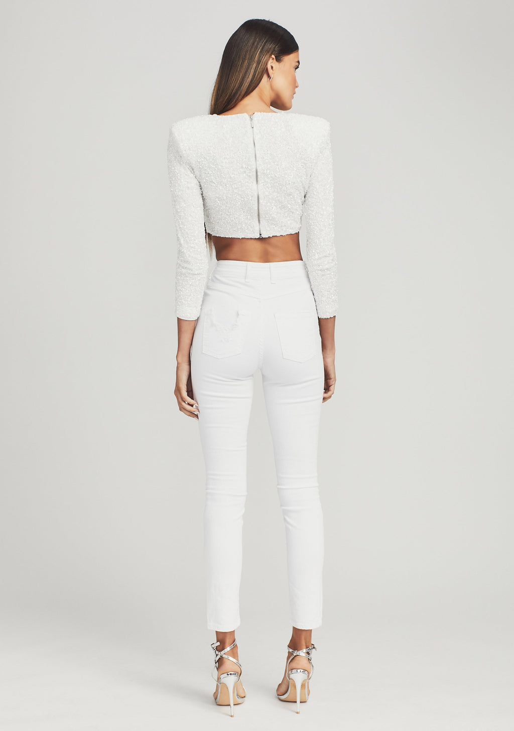 Xi Sequin Top by retrofête in White, product image 4