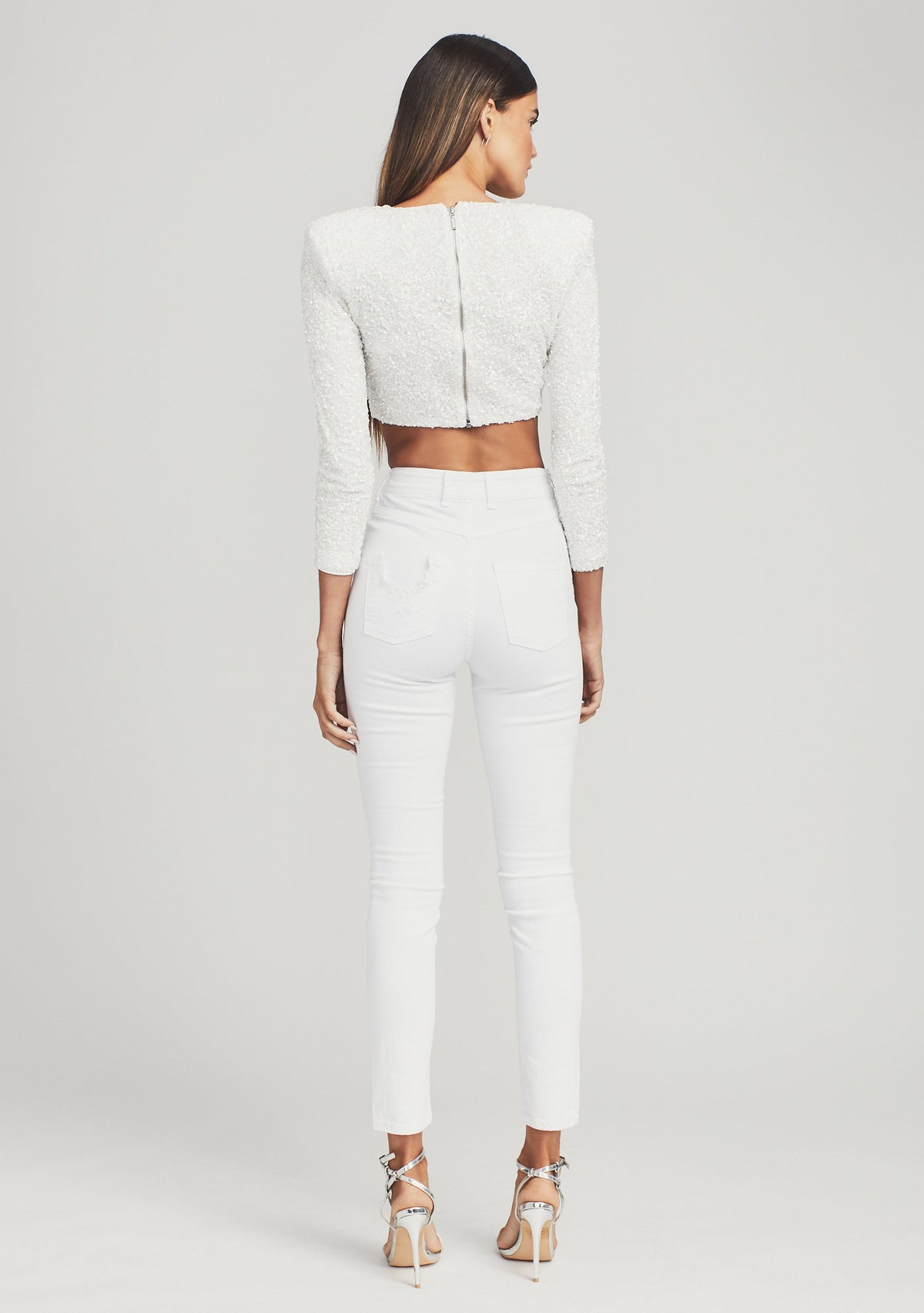 Xi Sequin Top by retrofête in White, product image 4