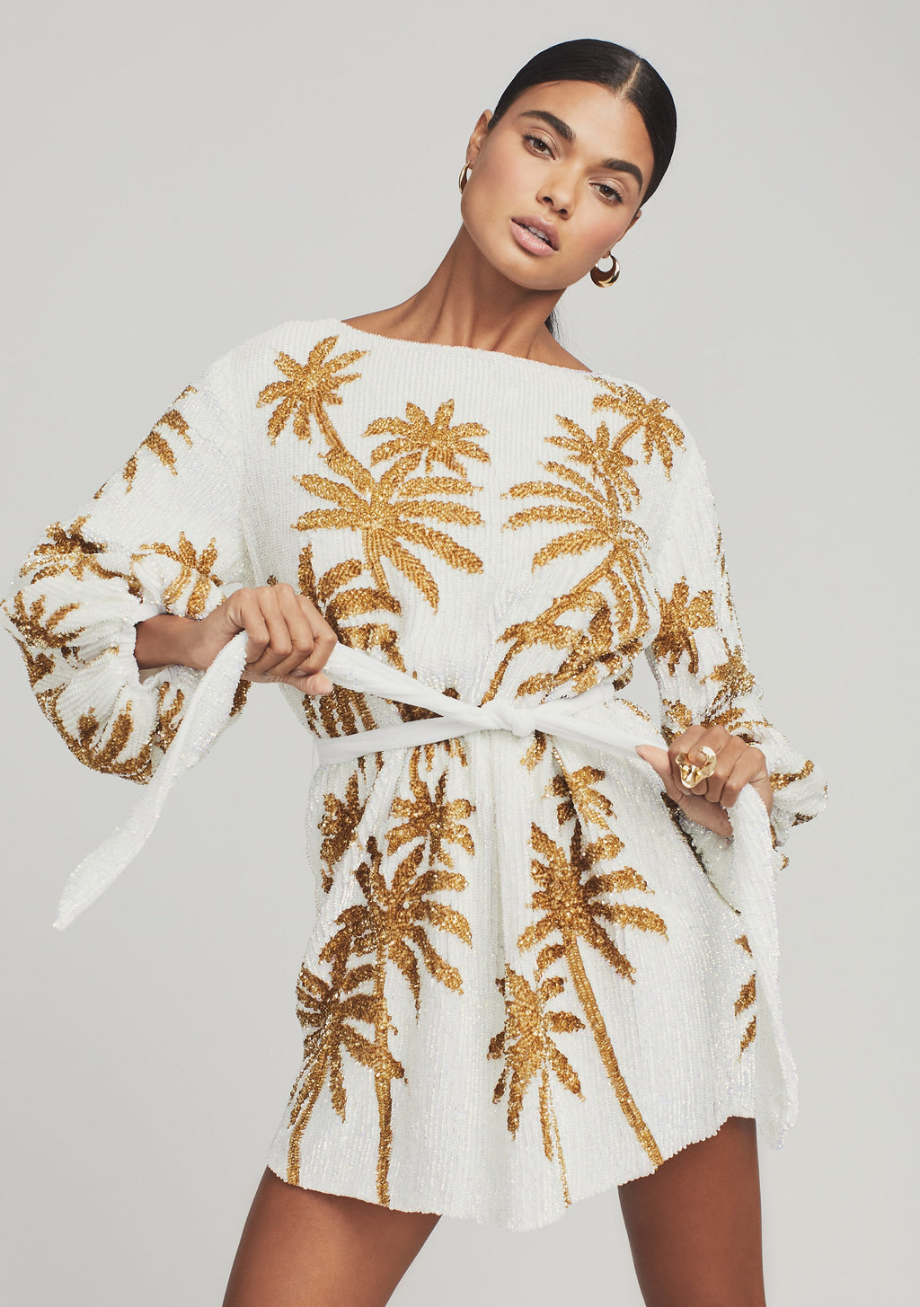 Grace Sequin Palm Dress by retrofête in White Gold Palm, product image 4