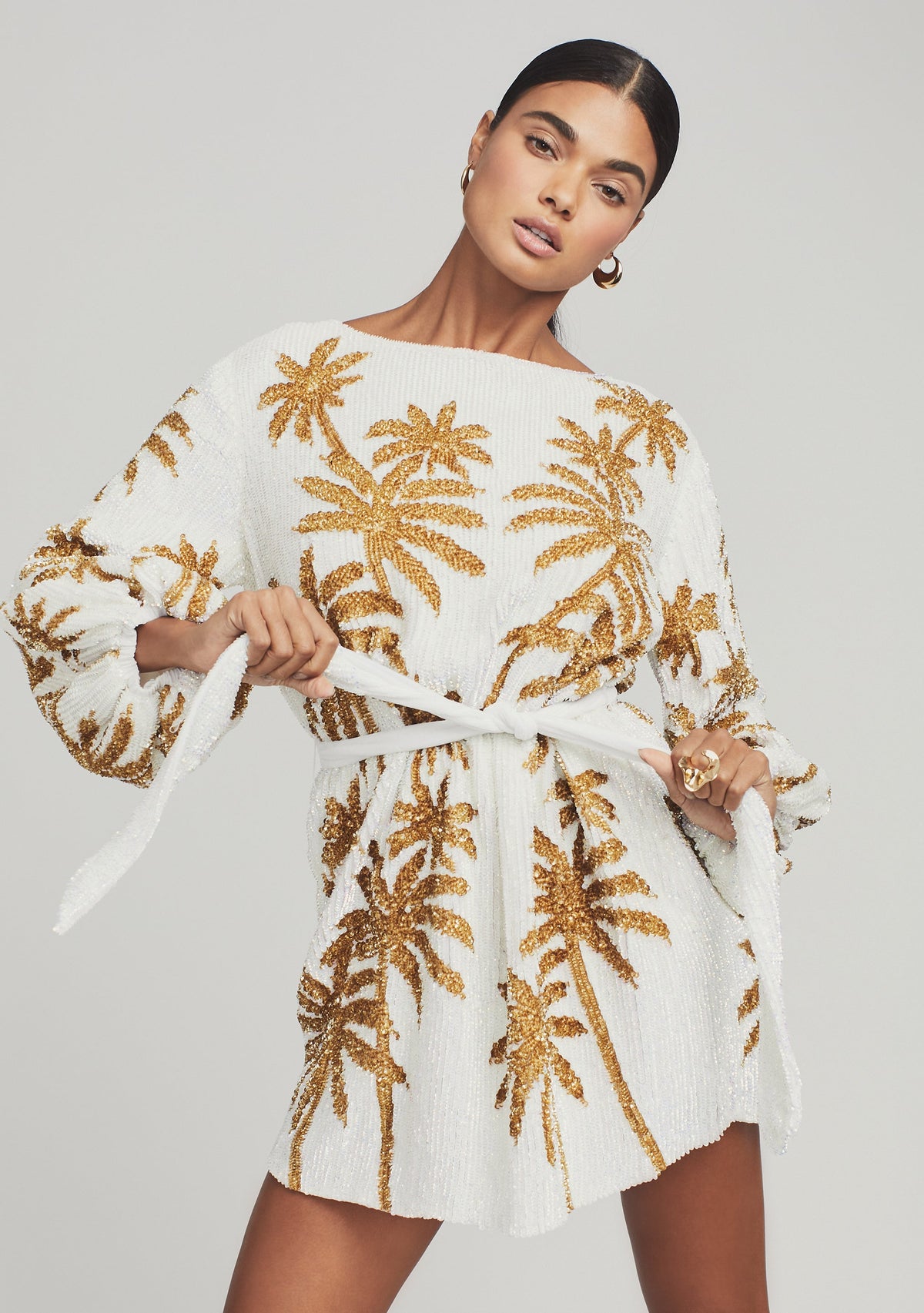 Grace Sequin Palm Dress by retrofête in White Gold Palm, product image 4