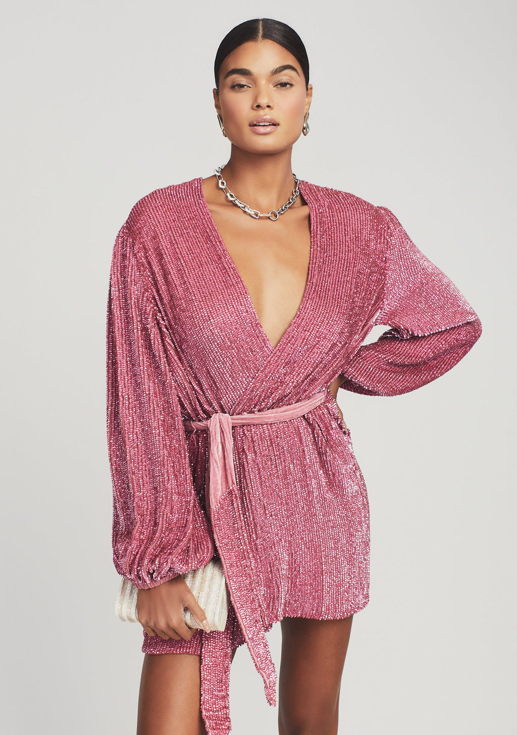 Gabrielle Sequin Robe by retrofête in Pastel Pink, product image 2