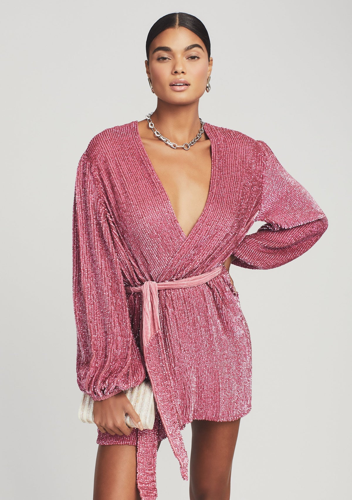 Gabrielle Sequin Robe by retrofête in Pastel Pink, product image 2