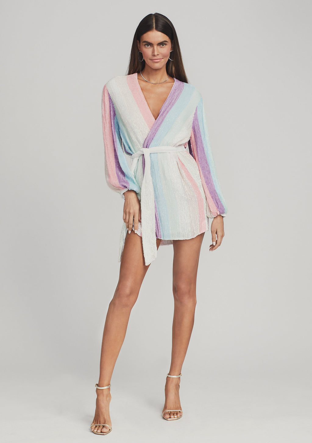 Gabrielle Sequin Robe by retrofête in Pastel Stripe, product image 1