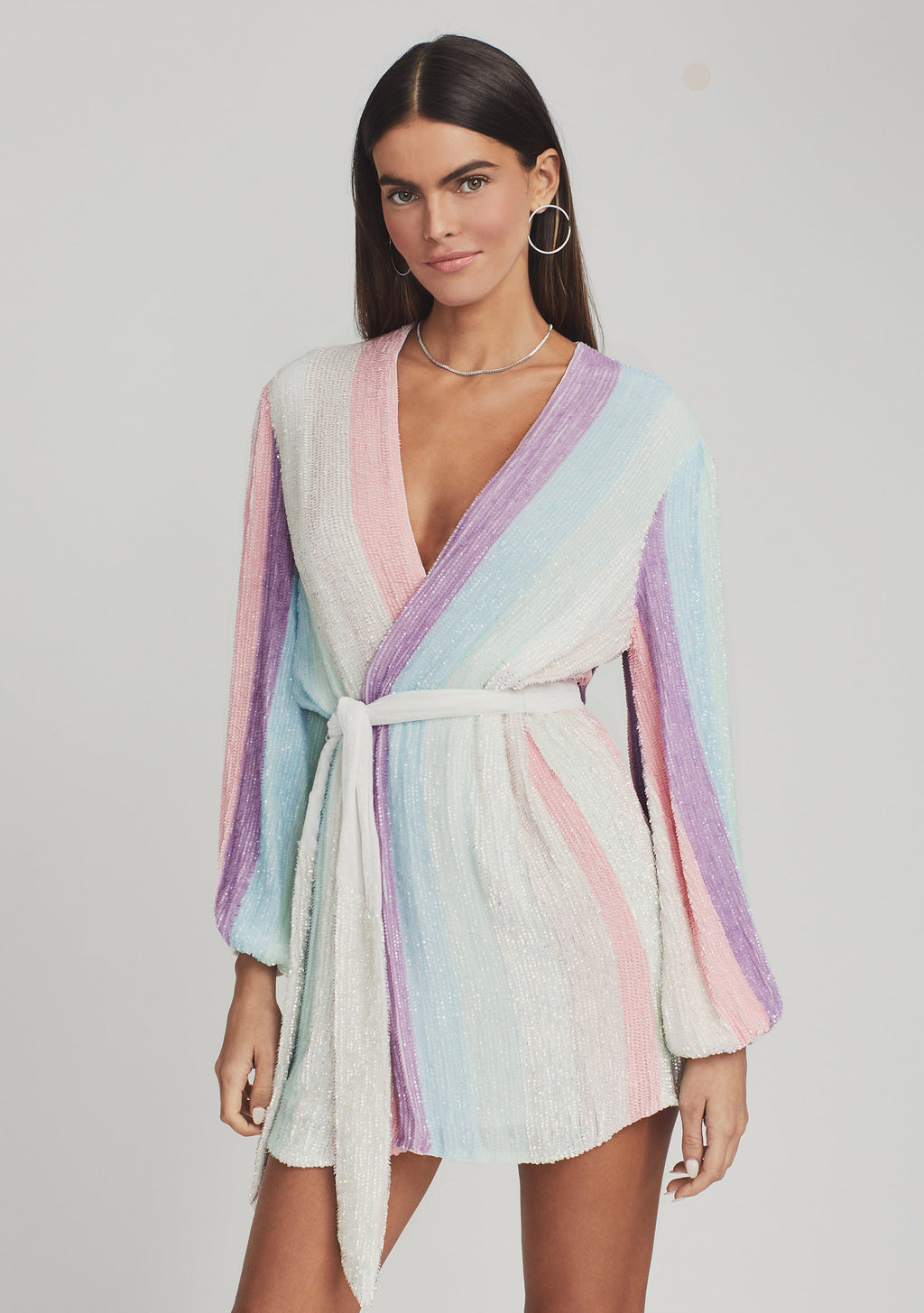 Gabrielle Sequin Robe by retrofête in Pastel Stripe, product image 2
