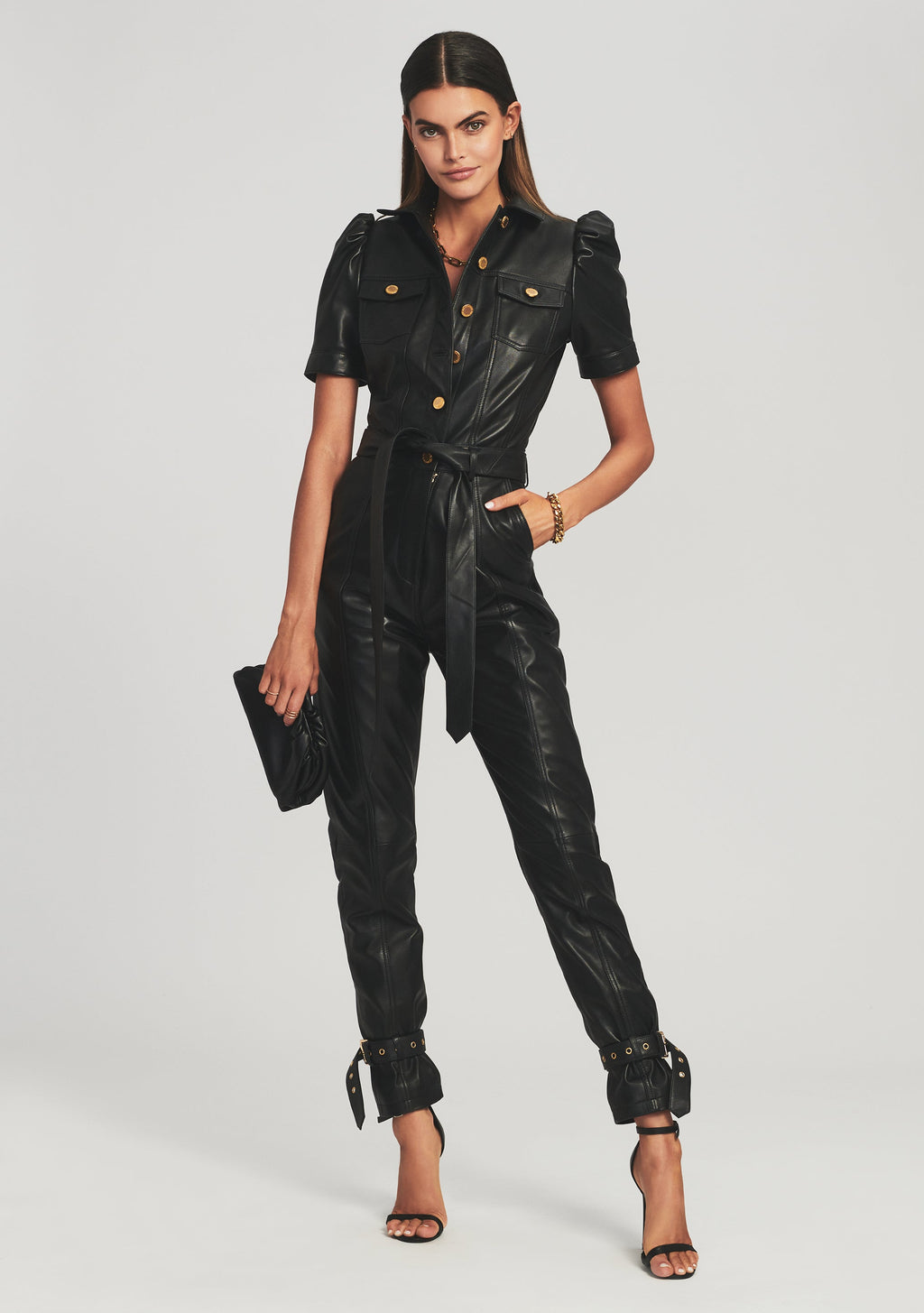 Knox Leather Jumpsuit by retrofête in Black, product image 2