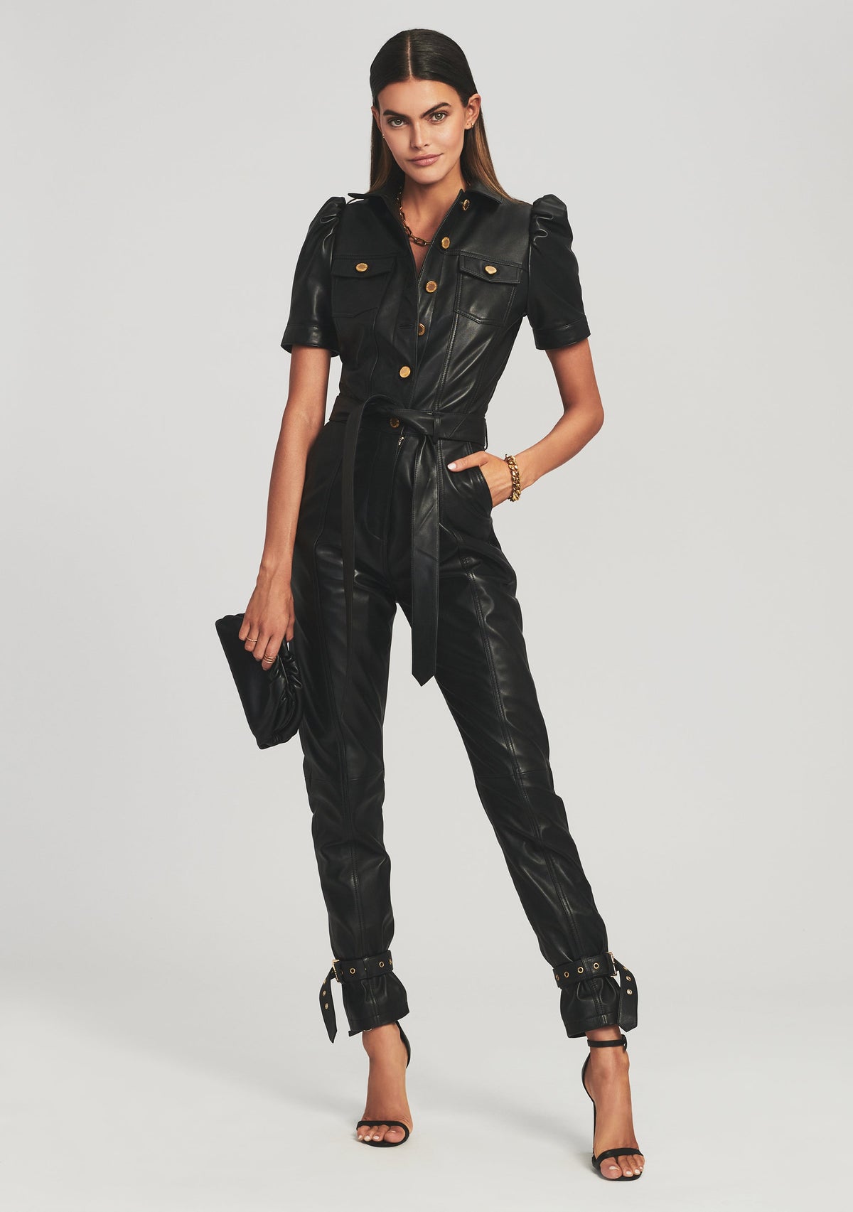Knox Leather Jumpsuit by retrofête in Black, product image 2