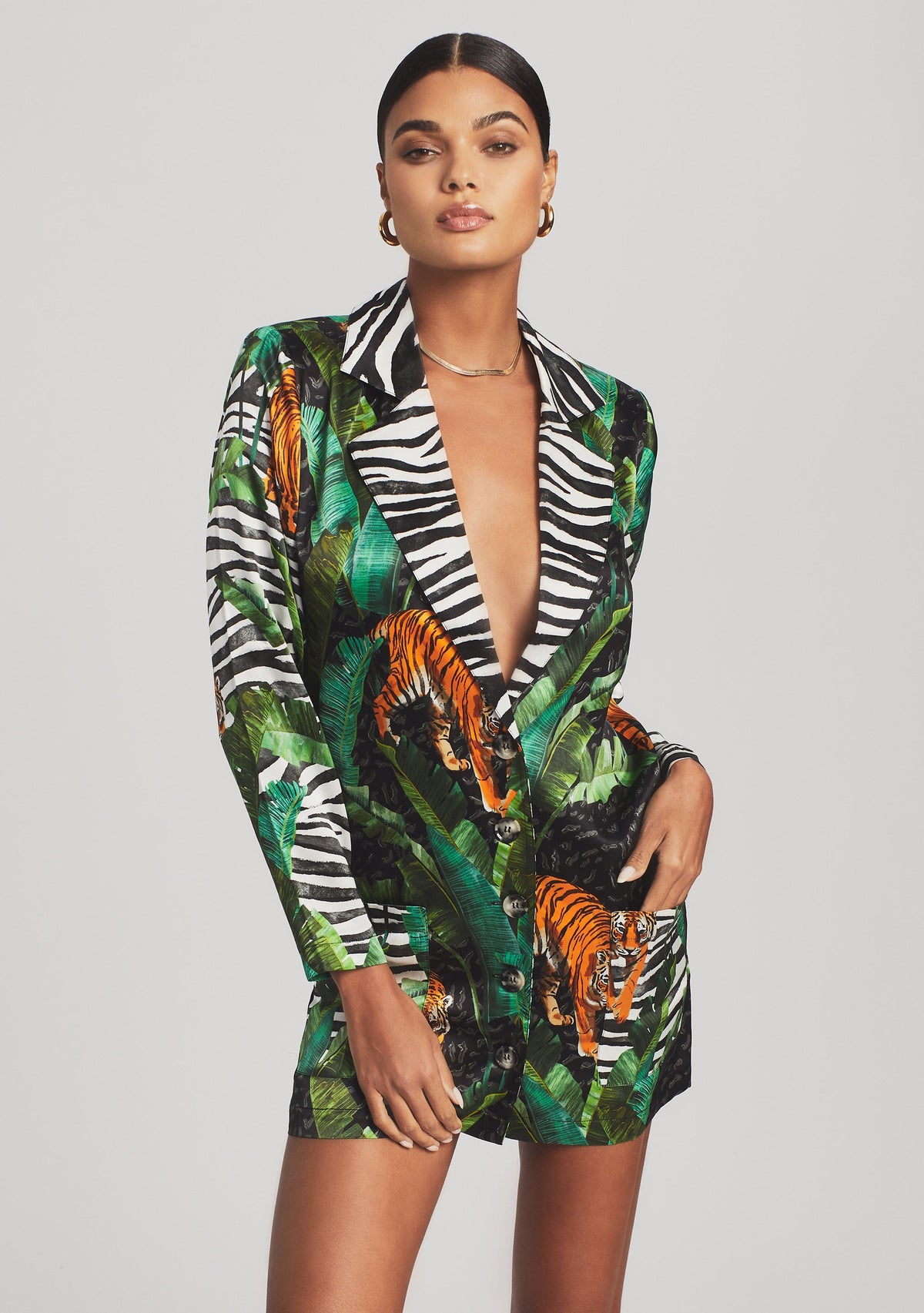 Blake Silk Blazer by retrofête in Mixed Safari, product image 2