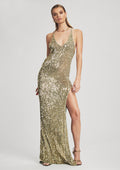 Marie Sequin Crochet Dress by retrofête in Sage, product image 1