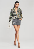 Kostas Silk Shirt by SEROYA in Paint Stripe, product image 1