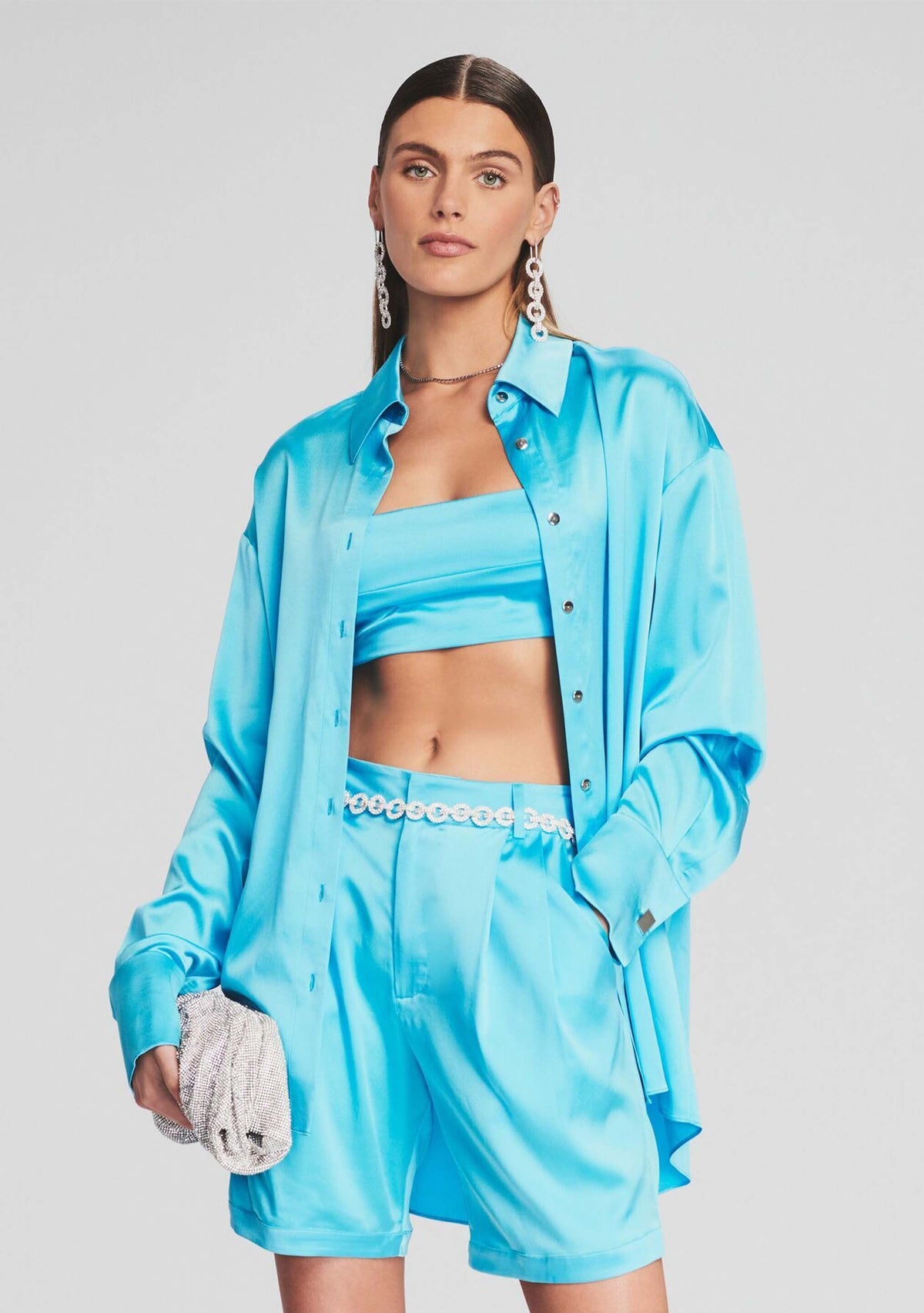 Kit Silk Shirt by retrofête in Blue Atoll, product image 1