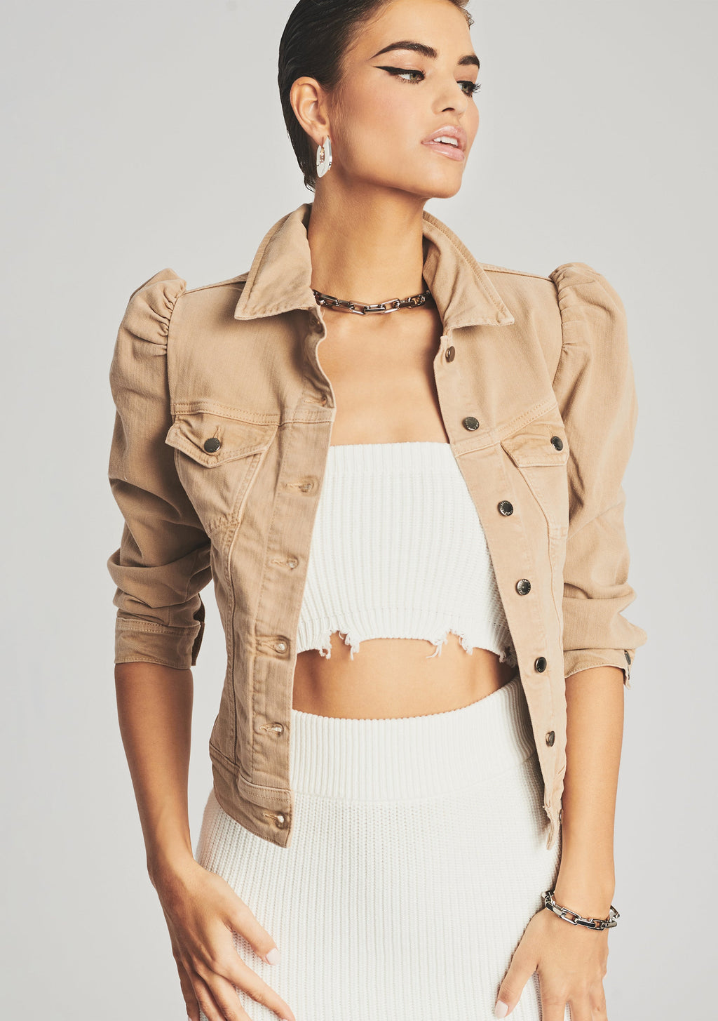 Ada Denim Jacket by retrofête in Camel, product image 7