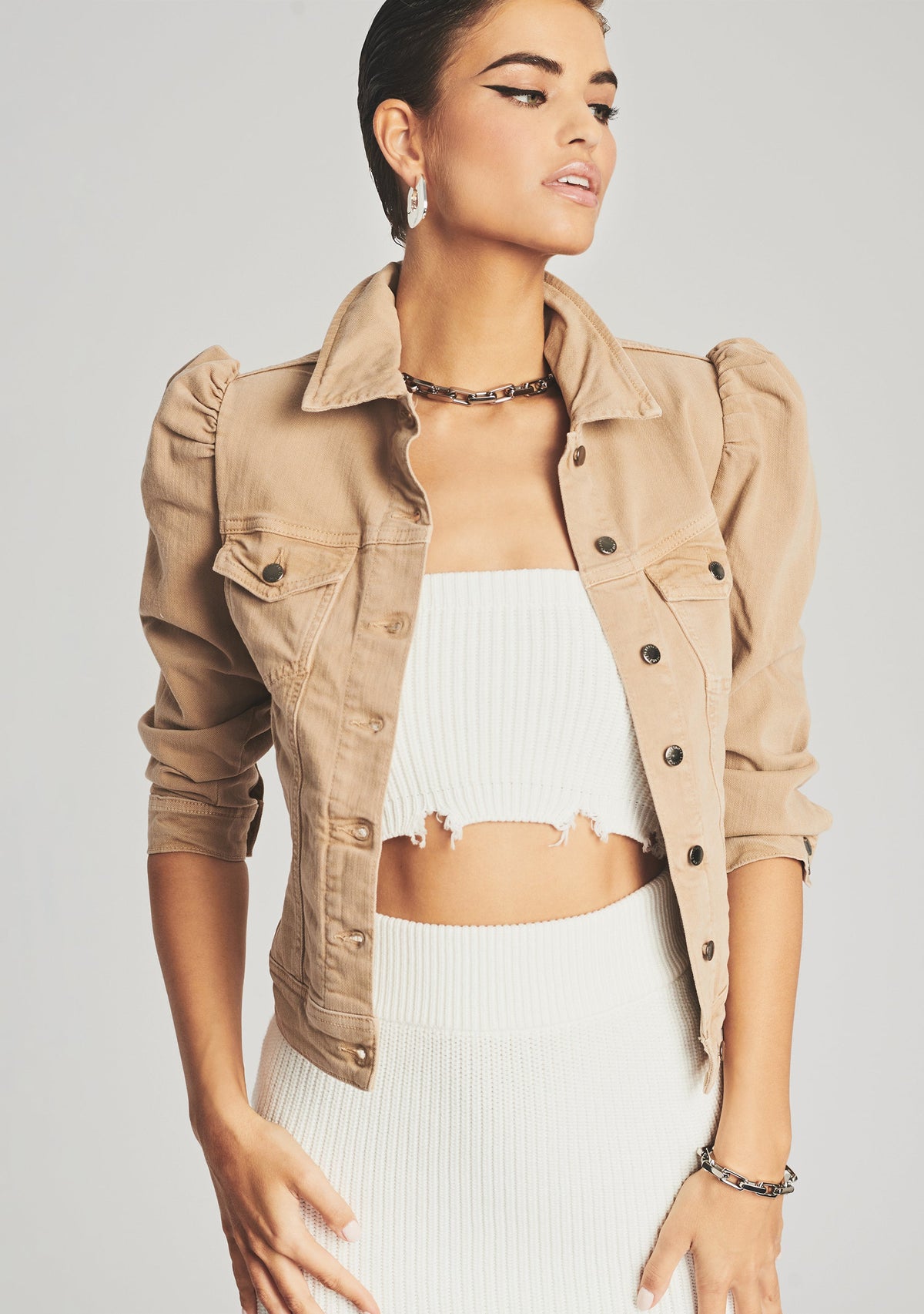Ada Denim Jacket by retrofête in Camel, product image 7