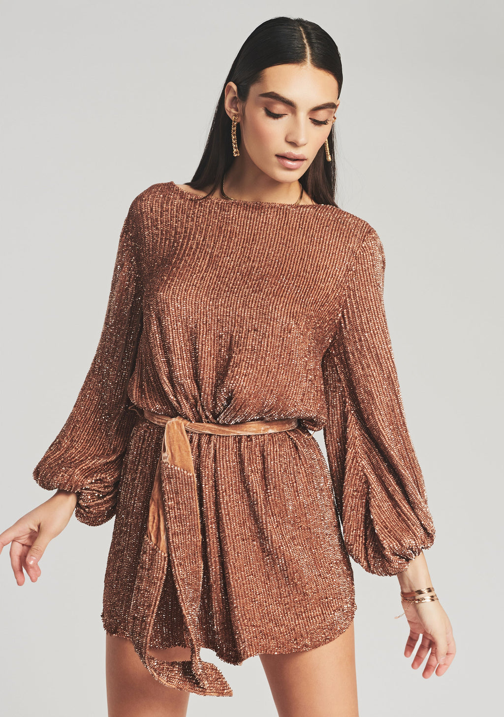 Grace Sequin Dress by retrofête in Bronze, product image 4