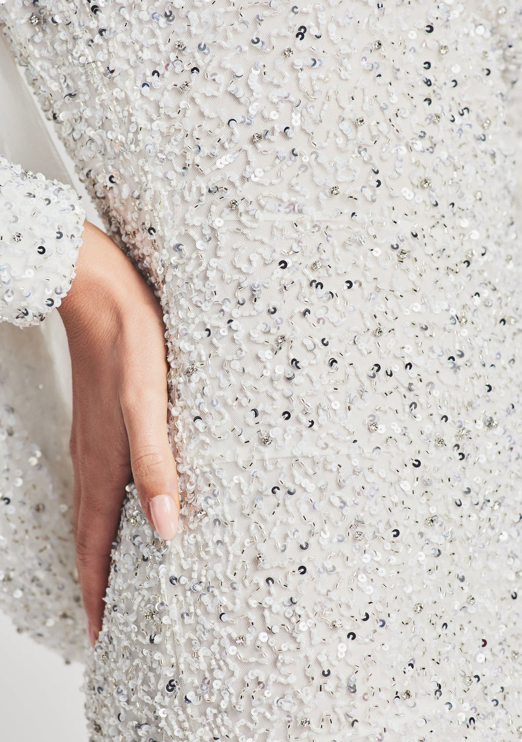 Mertzi Sequin Dress by retrofête in Silver/White, product image 2