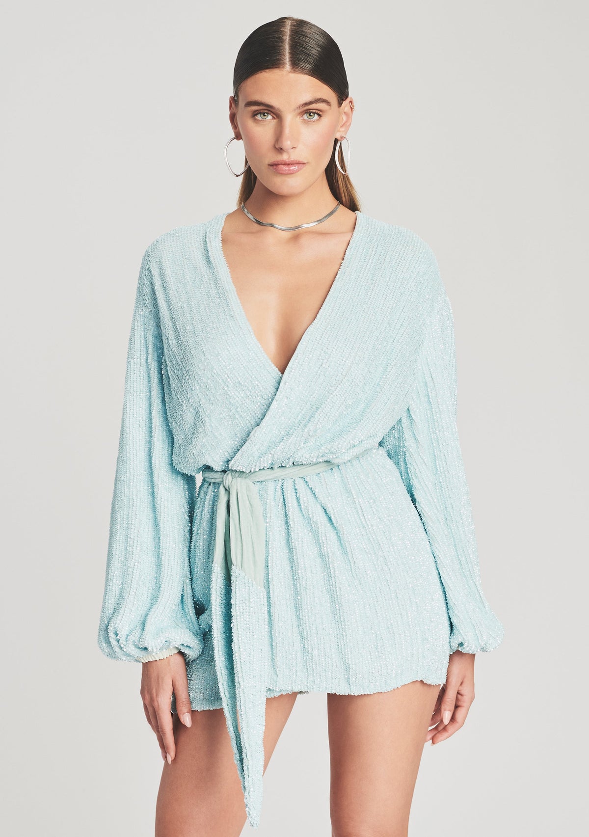 Gabrielle Sequin Robe by retrofête in Icy Blue, product image 3