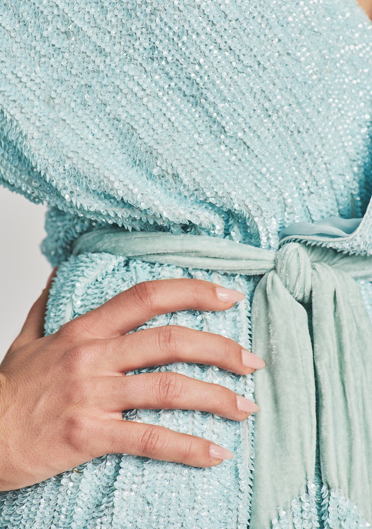 Gabrielle Sequin Robe by retrofête in Icy Blue, product image 2