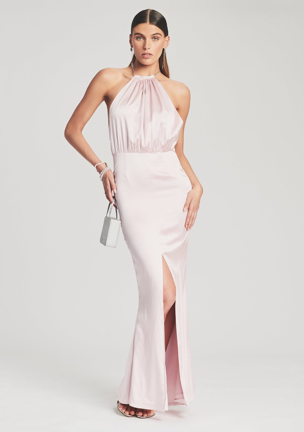 Emilia Silk Dress by retrofête in Pastel Pink, product image 1
