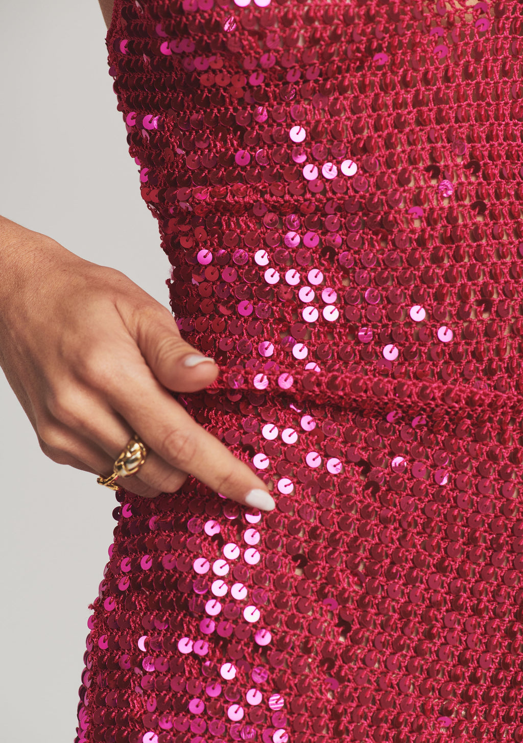Elliana Sequin Crochet Dress by retrofête in Fuchsia, product image 2