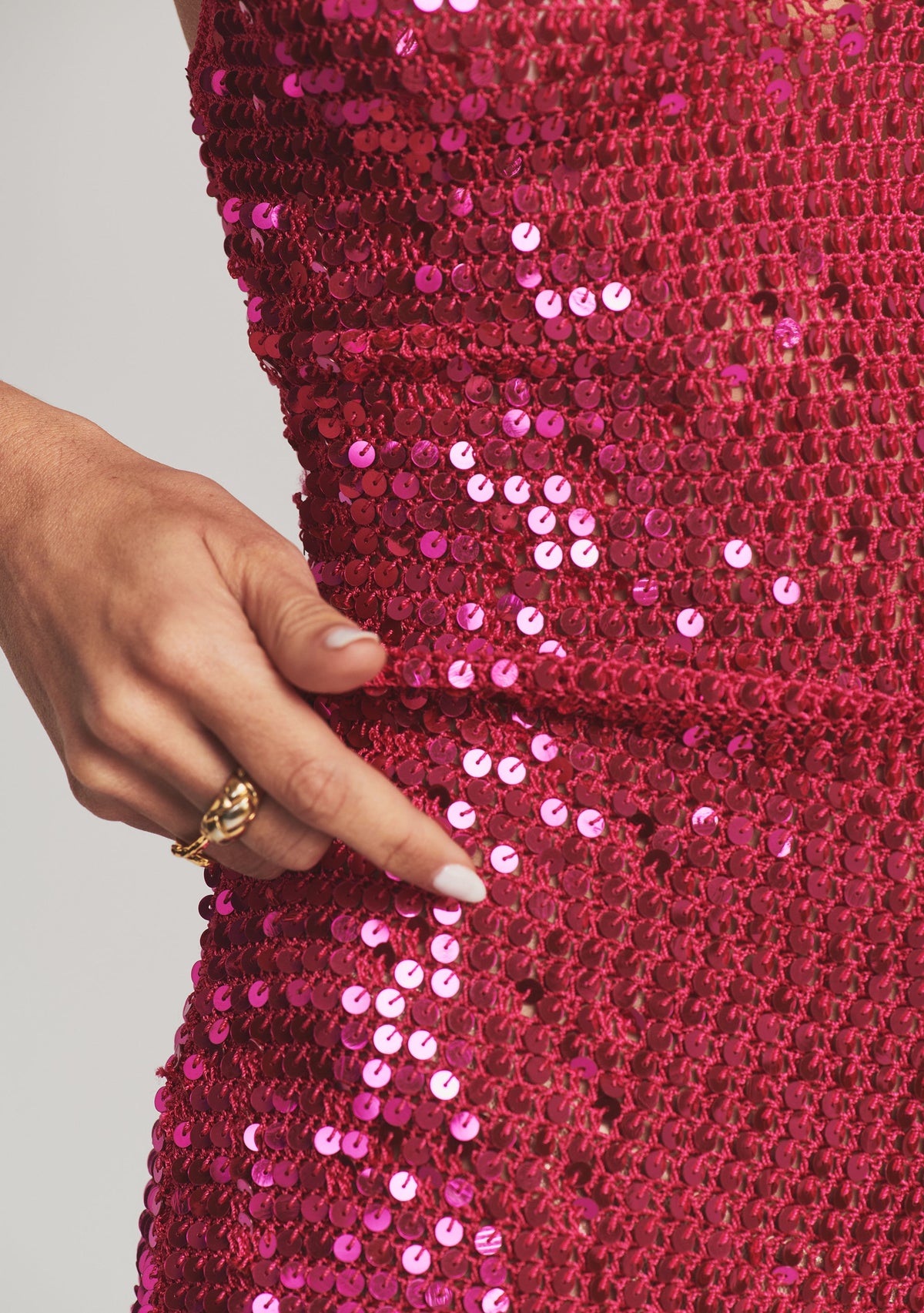 Elliana Sequin Crochet Dress by retrofête in Fuchsia, product image 2