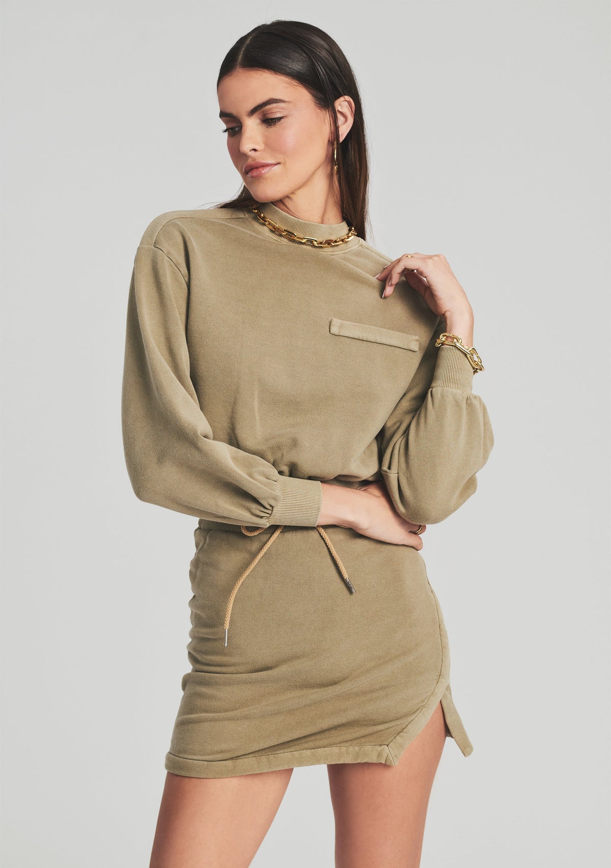 Samantha Dress by SEROYA in Olive Grey, product image 5