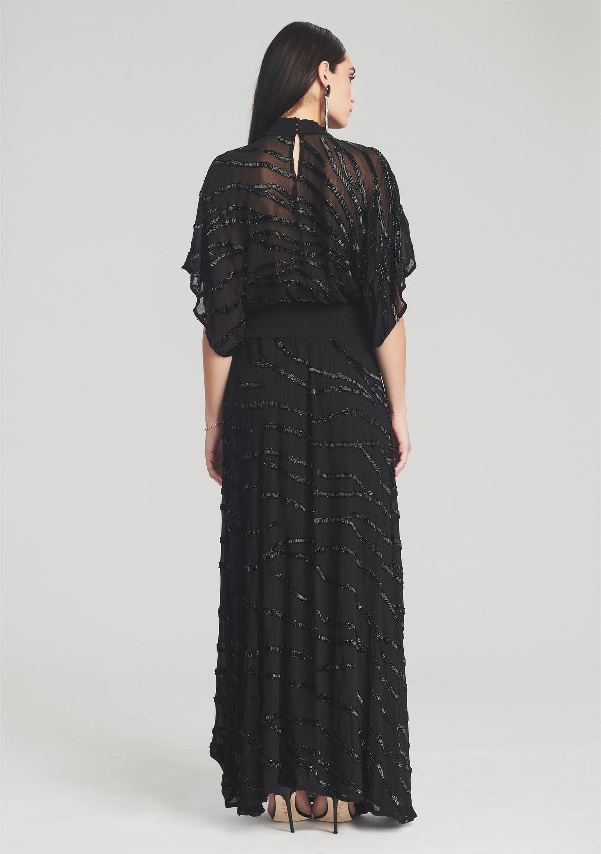 Lilo Embellished Silk Chiffon Dress by retrofête in Black, product image 5