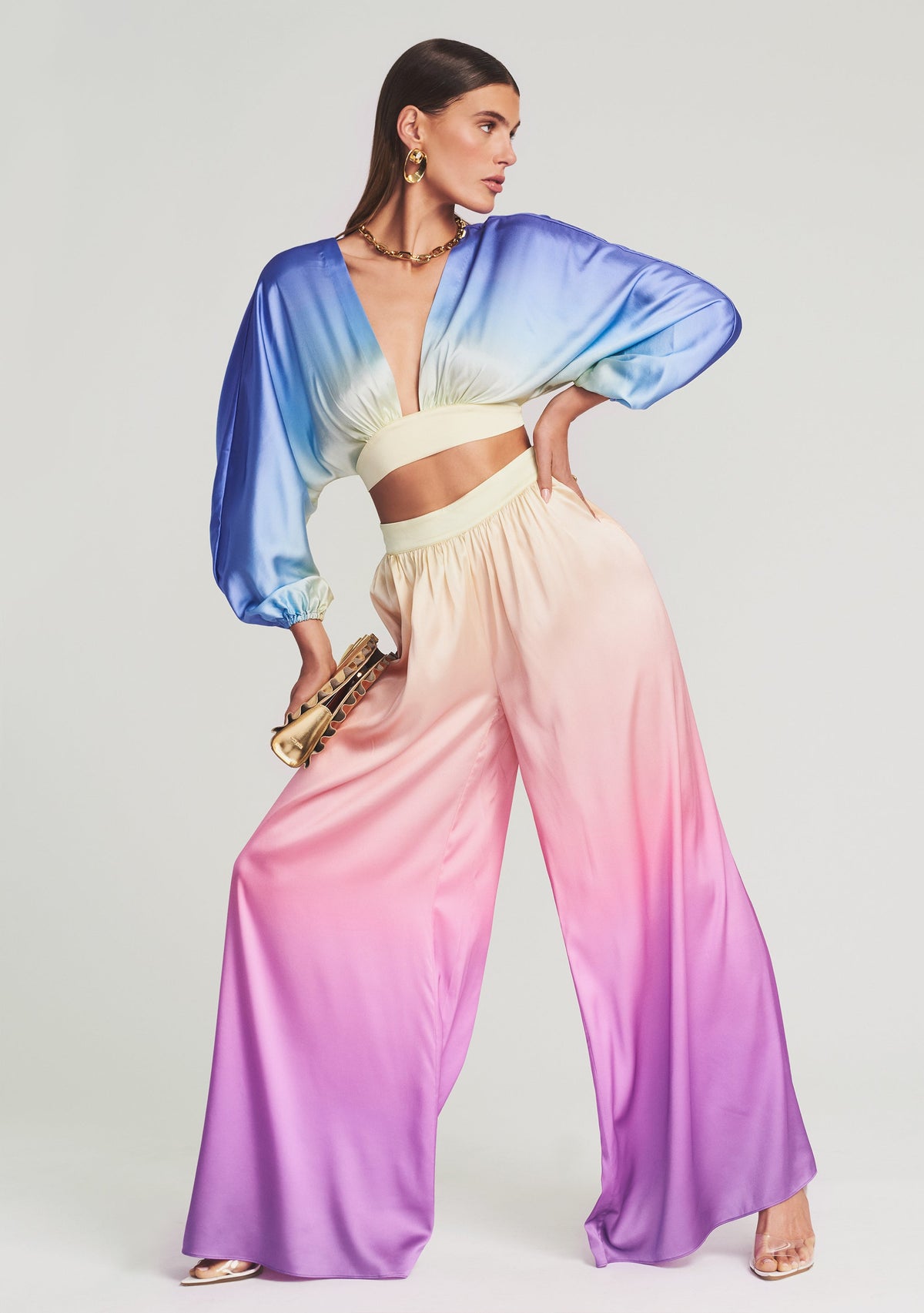 Clarisa Silk Top by retrofête in Rainbow Sky, product image 6