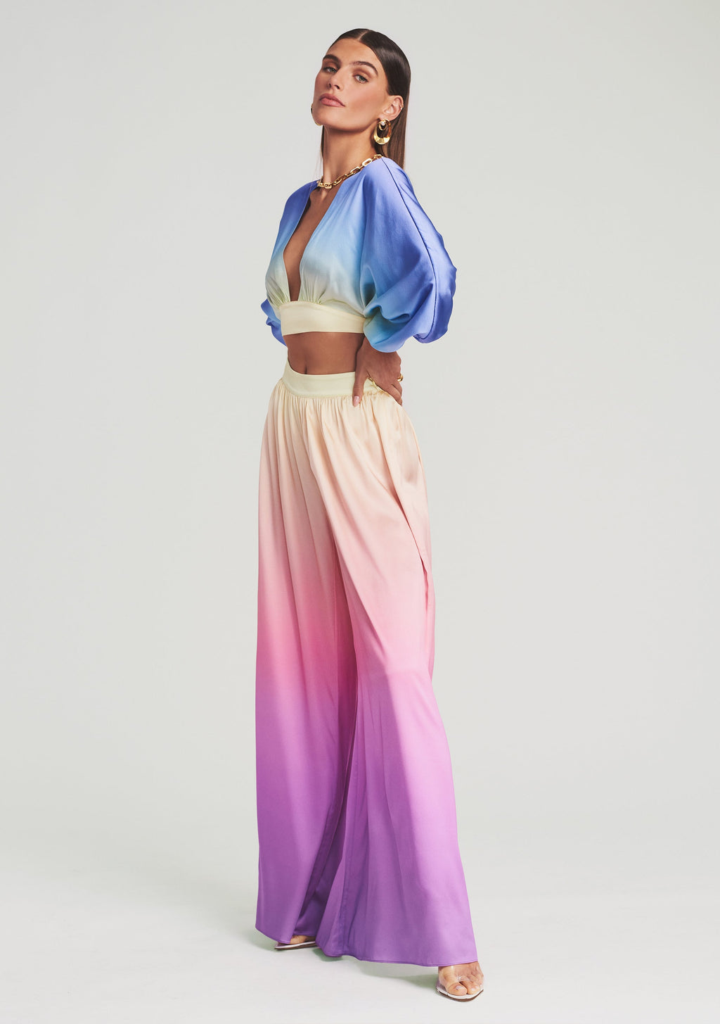 Clarisa Silk Top by retrofête in Rainbow Sky, product image 3