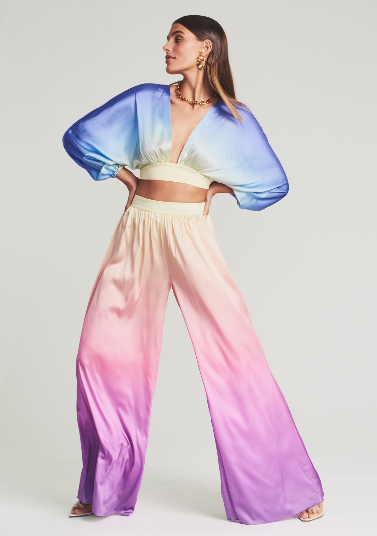 Clarisa Silk Top by retrofête in Rainbow Sky, product image 2