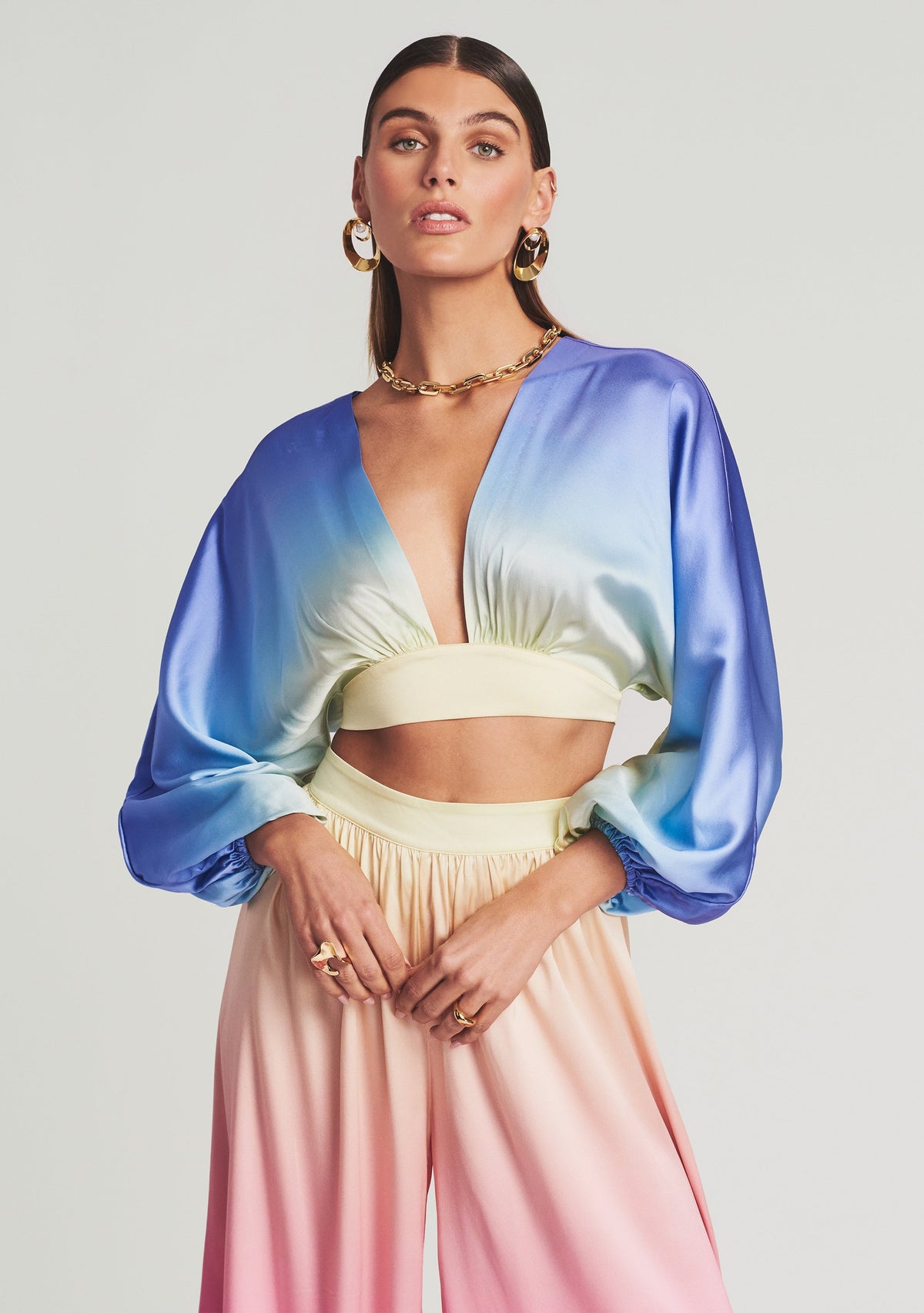 Clarisa Silk Top by retrofête in Rainbow Sky, product image 1