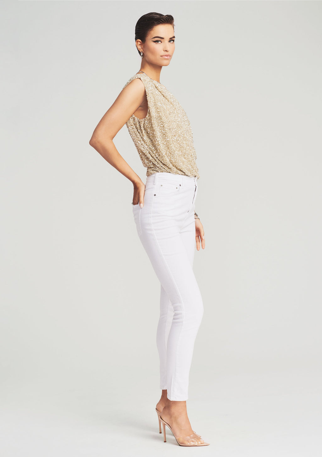 Myles Sequin Top by retrofête in Sage, product image 3