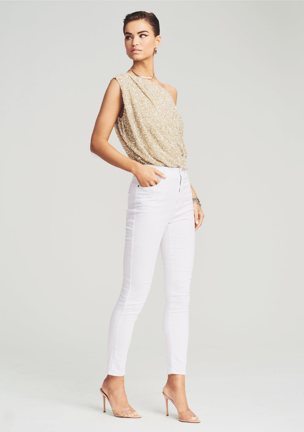 Myles Sequin Top by retrofête in Sage, product image 2
