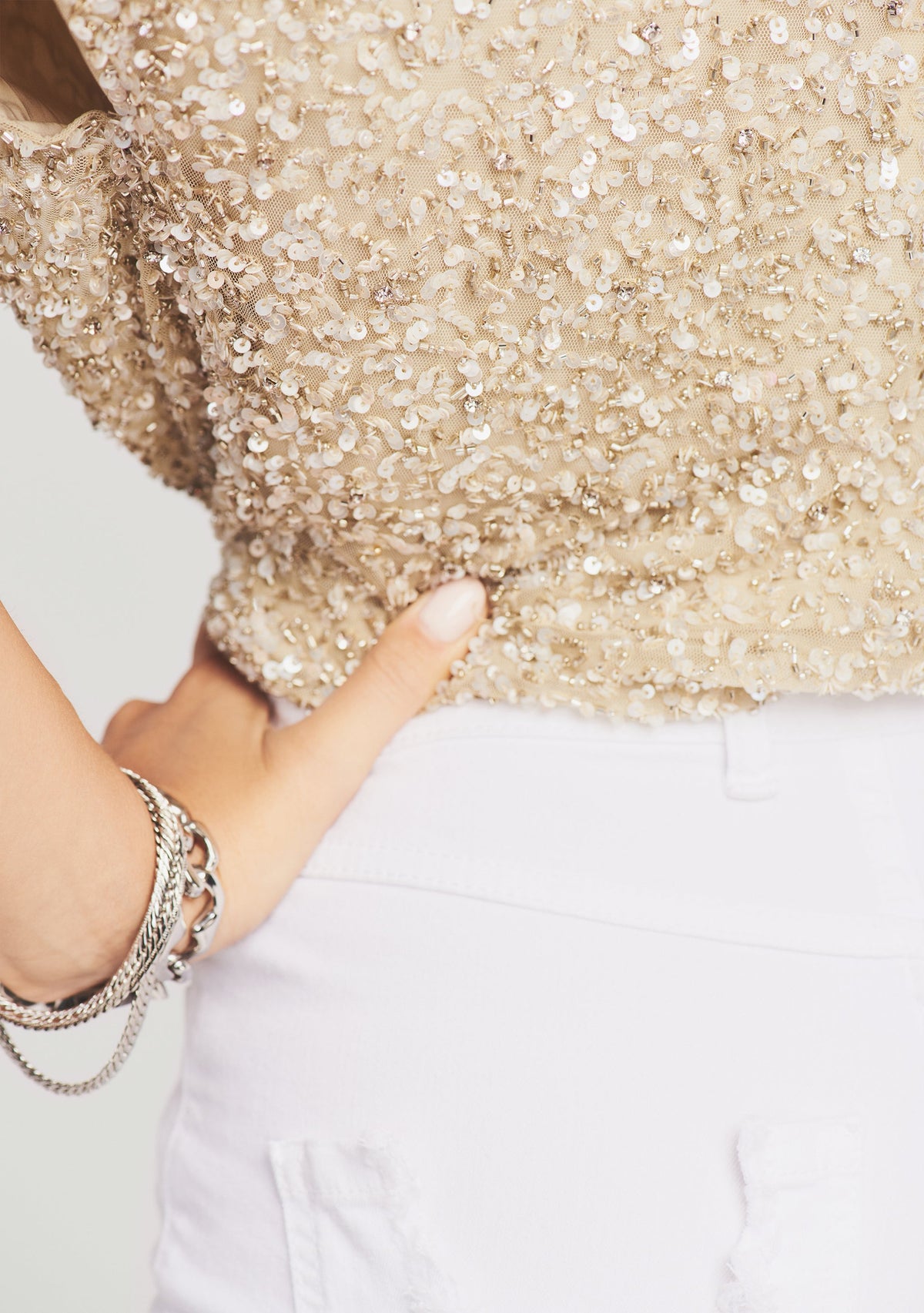 Myles Sequin Top by retrofête in Sage, product image 5