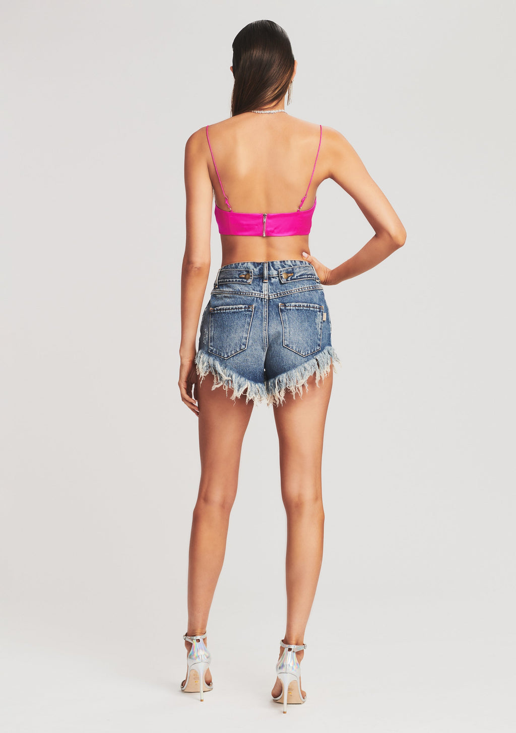 Deidre Silk Bra by retrofête in Neon Pink, product image 5