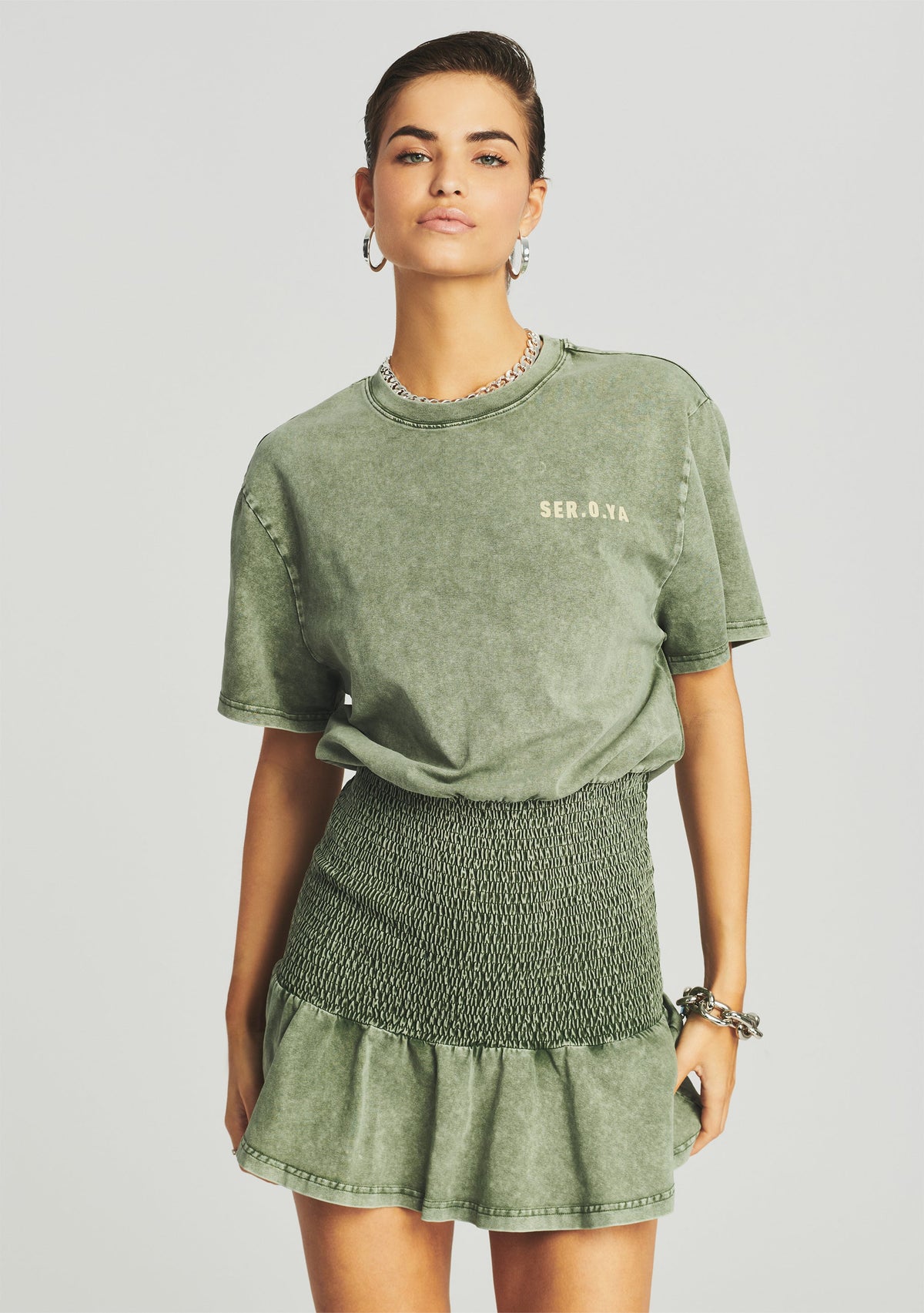 Miranda T-Shirt Dress by SEROYA in Vintage Green, product image 5