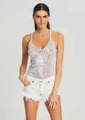 Molly Sequin Crochet Top by retrofête in White Silver, product image 1
