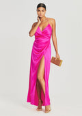 Ceres Embellished Silk Dress by retrofête in Neon Pink, product image 1